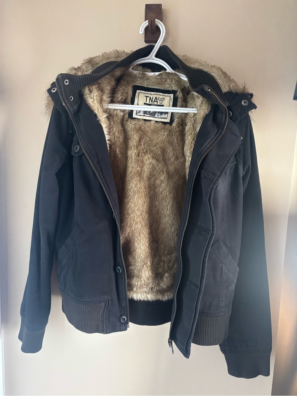 TNA Faux Fur Lined Winter Parka | Black | Size L